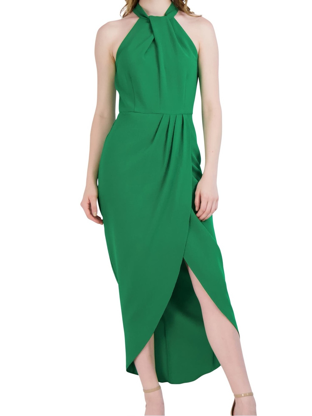 julia jordan Emerald Green Halter Midi Sheath Dress